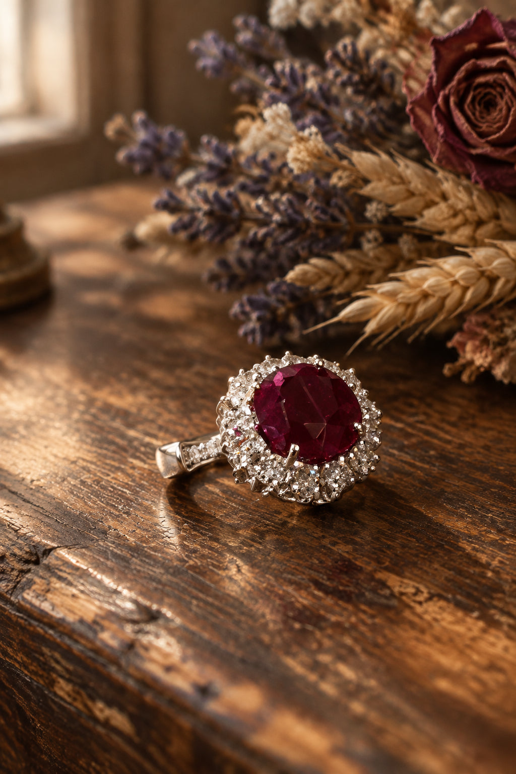 Anello con rubino e brillanti