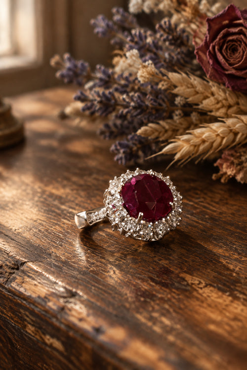 Anello con rubino e brillanti